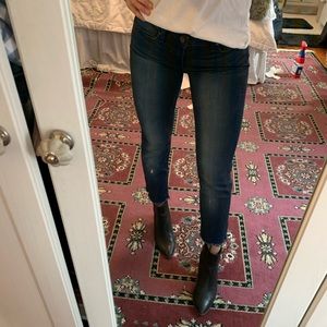 PAIGE Dark Wash Cut Offs